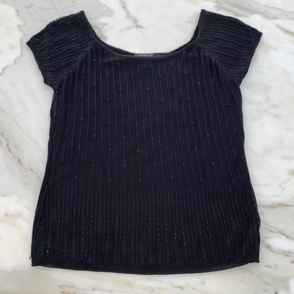 LAUNDRY BY SHELLI SEGAL BLACK EMBELLISHED KNIT TOP SIZE M - Picture 8 of 16